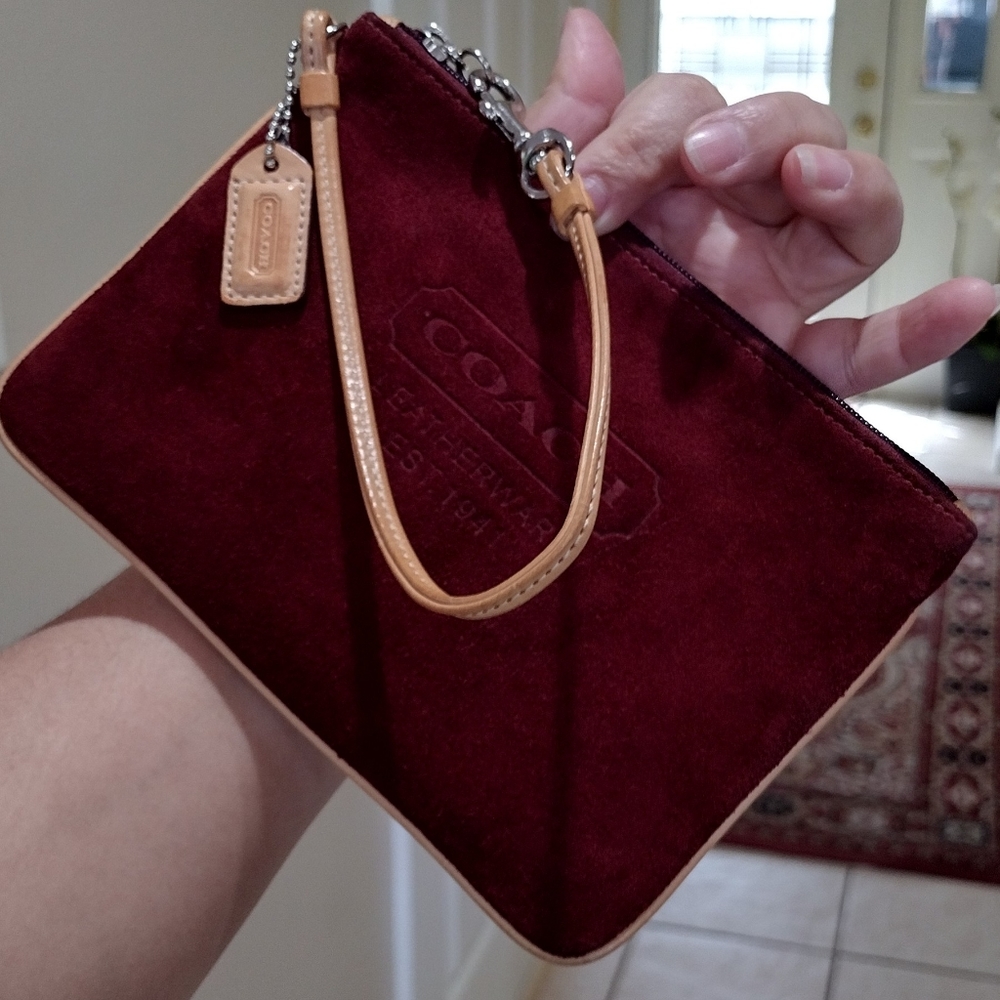 COACH 1941 Large Oxblood Suede Leather Wristlet Clutch Purse - Picture 14 of 16